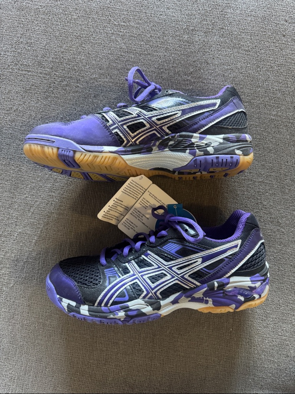 Asics Purple and Black Camouflage-Accent Athletic Shoes